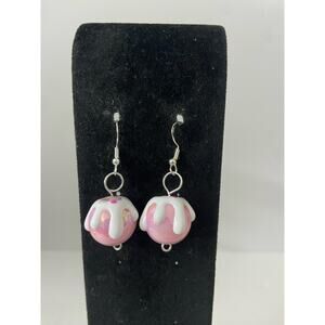 Pink ice cream scoop earrings